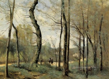  plein - Erste Blätter in der Nähe von Nantes plein air Romantik Jean Baptiste Camille Corot